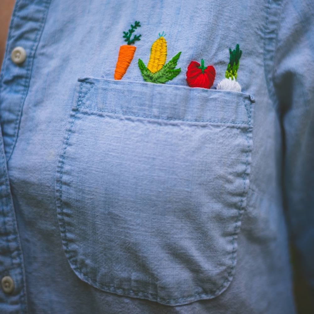 Hand embroidered denim tunic shirt size S